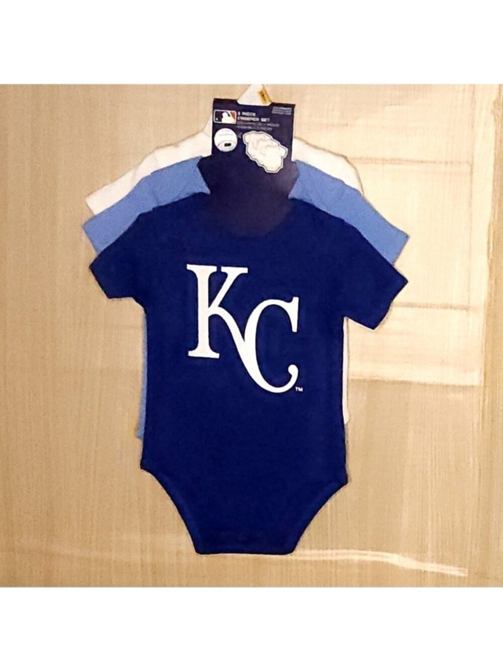 MLB Kansas City Royals Toddler 3 Piece Creeper Bodysuit Set 12 Months